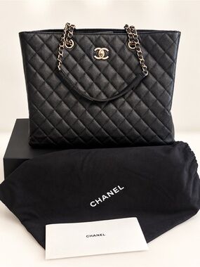 Chanel • Grand Shopper Tote, Caviar Leather & Champagne Gold Hardware, Series 26